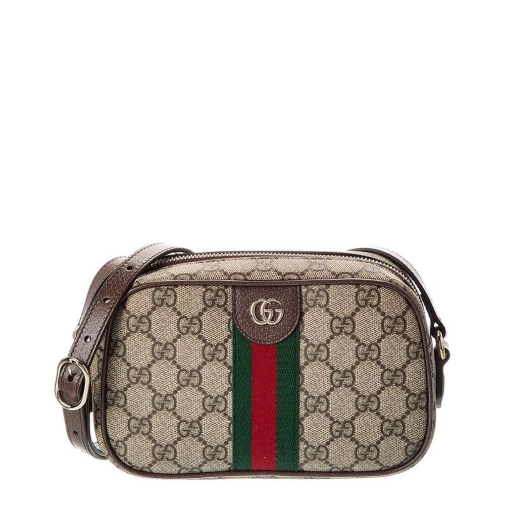 Gucci Ophidia Small Gg Supreme Canvas & Leather Camera Bag, Beige